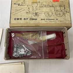 ‘00’ gauge - six model railway locomotive building kits comprising DJH Models CR/LMS/BR Wemyss Bay 4-6-2 Tank 944 Class, Caley Coaches CL4 Caledonian Railway Class 104 0-4-4T and CL2 Caledonian Railway Class 812 & 652 0-6-0 loco and tender, Mallard Models GWR 517 Class 0-4-2T body and chassis kit, Tru-Cast SR Class USA Tank locomotive and Pro-Scale LNWR Coal Tank; in original boxes 