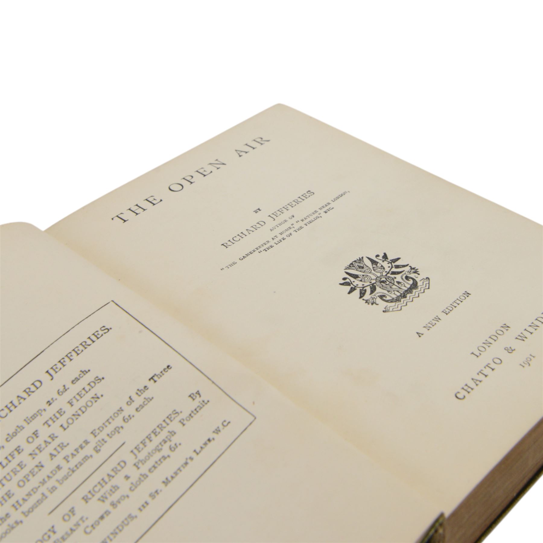 Richard Jefferies; collection of eleven books, including Wild Life in a Southern Country, The Open Air, Amaryllis at the Fair, The Story of my Heart etc  