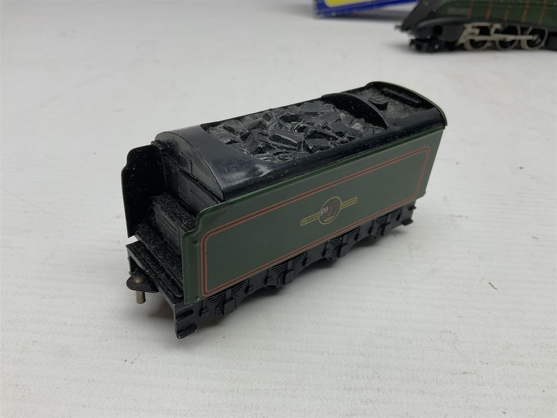 Hornby Dublo - 3-rail - Class A4 4-6-2 locomotive 'Mallard' No.60022 in BR green; in original box; and Duchess Class 4-6-2 locomotive 'Duchess of Montrose' No.46232 in BR matt green; in original plain blue box; with associated tender in plain blue box (3)
