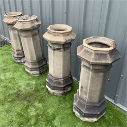 Set of four early 19th century Edinburgh terracotta octagonal chimney pots - THIS LOT IS TO BE COLLECTED BY APPOINTMENT FROM DUGGLEBY STORAGE, GREAT HILL, EASTFIELD, SCARBOROUGH, YO11 3TX