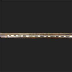 Indian Jezail style flintlock musket, with 118cm barrel, the East India Company lock marked 1818,  the curved butt inlaid with mother of pearl and brass decoration, overall L155cm