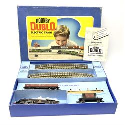 Hornby Dublo - three-rail EDG18 Tank Goods Train set with BR black 4MT Standard 2-6-4 tank locomotive No.80054, one open wagon, brake van and quantity of track, boxed with instructions.