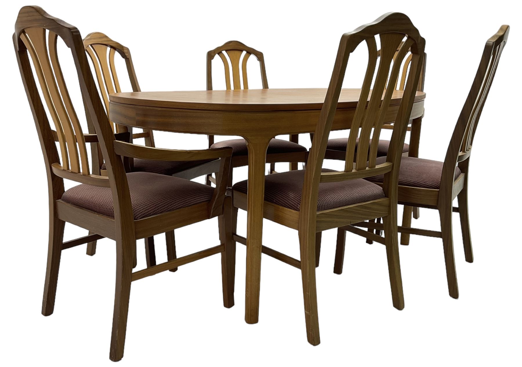 Nathan - teak oval extending dining table (99cm x 153cm - 205cm, H75cm ); and a set of six chairs