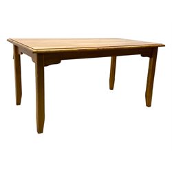 Laura Ashley - contemporary pine dining table, rectangular top with moulded edge, raised on square supports with chamfered lower sections