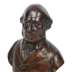 Cast metal bust of Gladstone with a bronze finished, H23cm
