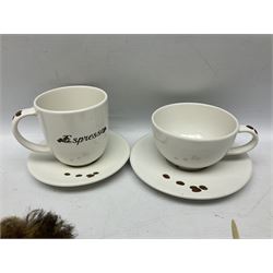 Charlie Bears - limited edition Minimo Collection 'Cappuccino' No.184/1000 and 'Espresso' No.21/1000; each with labels and complete with purpose made ceramic cups and saucers; Bearhouse emu; and Alpaca Collection teddy bear No.5800S (4)