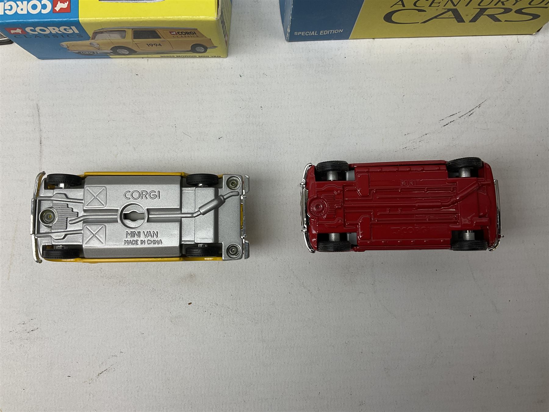 Various makers die-cast Mini cars - Cararama set of five; TechniToys SCX Vintage limited edition Mini Cooper; M&S Mini Cooper set; various Corgi including Mr. Bean; Vanguards Austin Seven mini van etc; all boxed (10)