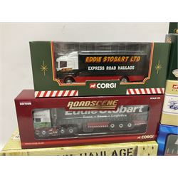 Corgi Eddie Stobart - eighteen promotional and advertising models including heavy haulage vehicles, coach, figures etc; and five others by Saico, Lledo and Atlas Editions; all boxed (23)