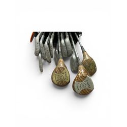 Collection of Halley golf clubs, in bag