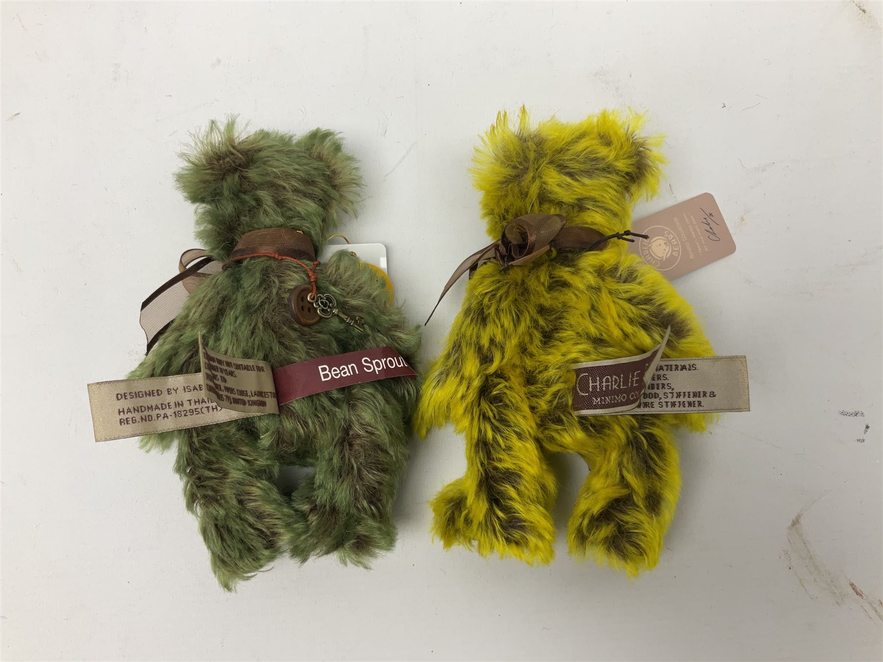 Two limited edition Charlie Bears, comprising Clothes Peg, 161/600, and Bean Sprout, 163/600, each designed by Isabelle Lee, from the Minimo Collection, both with tags 