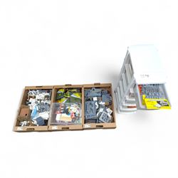 Collection of plaster cast modelling pieces, including partial buildings, walls, pillars, ...