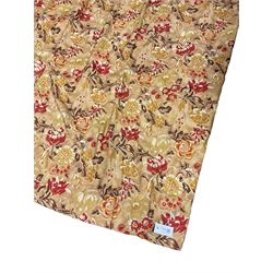 Zoffany - pair thermal lined and pleated curtains in floral fabric (W100cm, H120cm), and a single curtain (W120cm, H290cm), (3 curtains total, width at pleat)