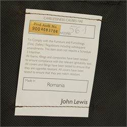 John Lewis - Pair of ochre leather tub chairs, downswept arms, button back and arms, raised on dark supports 