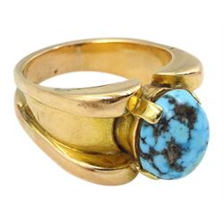Gold single stone turquoise ring 