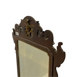 Chippendale style mahogany wall mirror, eagle pediment