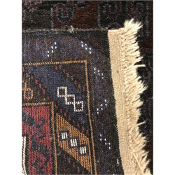 Kashmir blue ground rug, repeating border, 145cm x 89cm