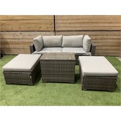 Rattan garden sofa set, with spare cushions  - THIS LOT IS TO BE COLLECTED BY APPOINTMENT FROM DUGGLEBY STORAGE, GREAT HILL, EASTFIELD, SCARBOROUGH, YO11 3TX