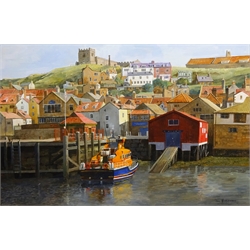  Don Micklethwaite (British 1936-): Whitby Lifeboat House, oil on board signed 50cm x 75cm  

