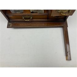 Late Victorian oak correspondence cabinet, with interior letter rack and three drawers