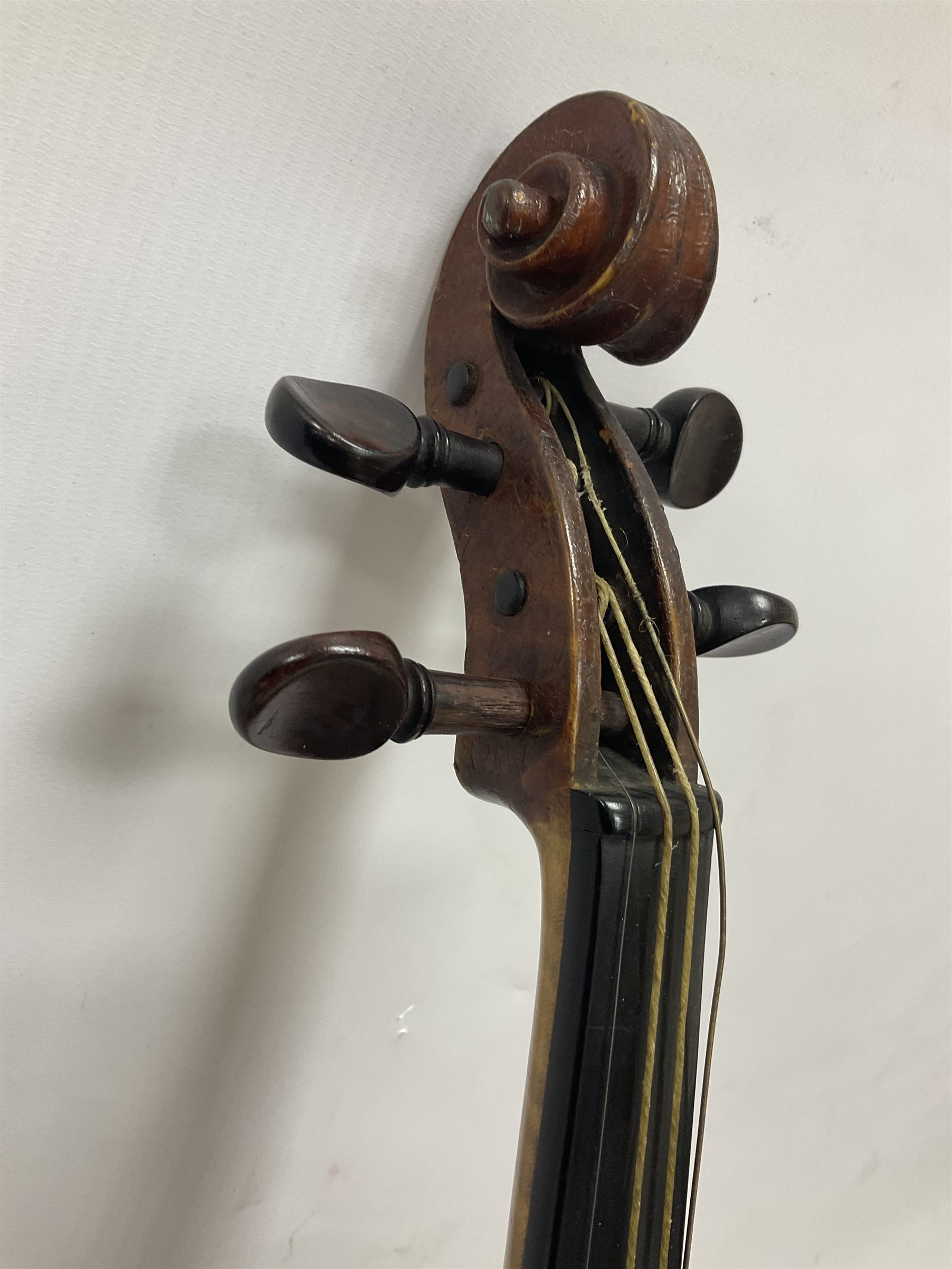 Michael Lindsay of Stockton-on-Tees violin, dated 1904 on the label and stamped on the neck, full length 60cm In a later soft case