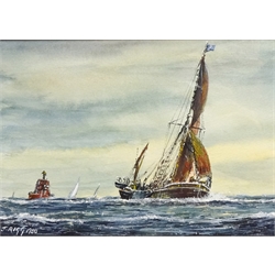  'Sailing Barge Repertor', watercolour signed by Jack Rigg (British 1927-) 15cm x 21cm  
