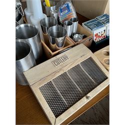 Stainless steel bar buckets, measuring cups, shaker, white sulphite bags, takeaway bags, bamboo shot paddles etc- LOT SUBJECT TO VAT ON THE HAMMER PRICE - To be collected by appointment from The Ambassador Hotel, 36-38 Esplanade, Scarborough YO11 2AY. ALL GOODS MUST BE REMOVED BY WEDNESDAY 15TH JUNE.