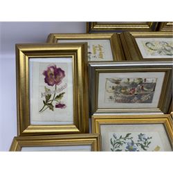 Collection of twenty eight, mostly WWI period embroidered silk greetings cards and postcards, including 'A kiss from France', good luck, sweetheart and Christmas examples, all within modern gilt frames