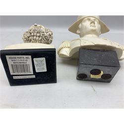 Italian bust of Napoleon Bonaparte, signed G. Ruggeri, together with three other busts, tallest H23cm