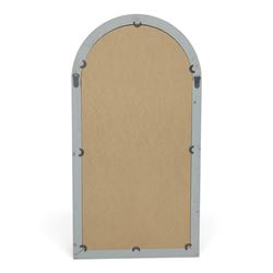 Traditional shutter garden mirror, curved grey frame enclosing a plain mirror plate, with open panel doors