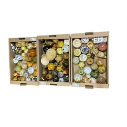 Collection of preserve pots and honey pots including Border Fine Arts example, in three boxes 