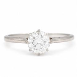 Early 20th century platinum diamond ring, single with a single old cut diamond of approx 0...