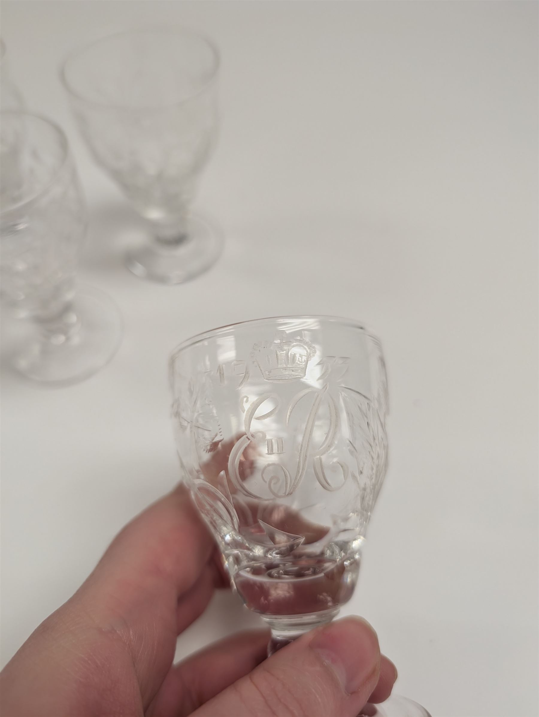 Six Elizabeth II 1953 coronation glasses