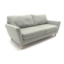  Contemporary three seat sofa upholstered in grey fabric, W201cm  