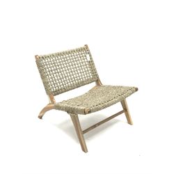Lazy chair with eastern hardwood frame and weaved back and seat 