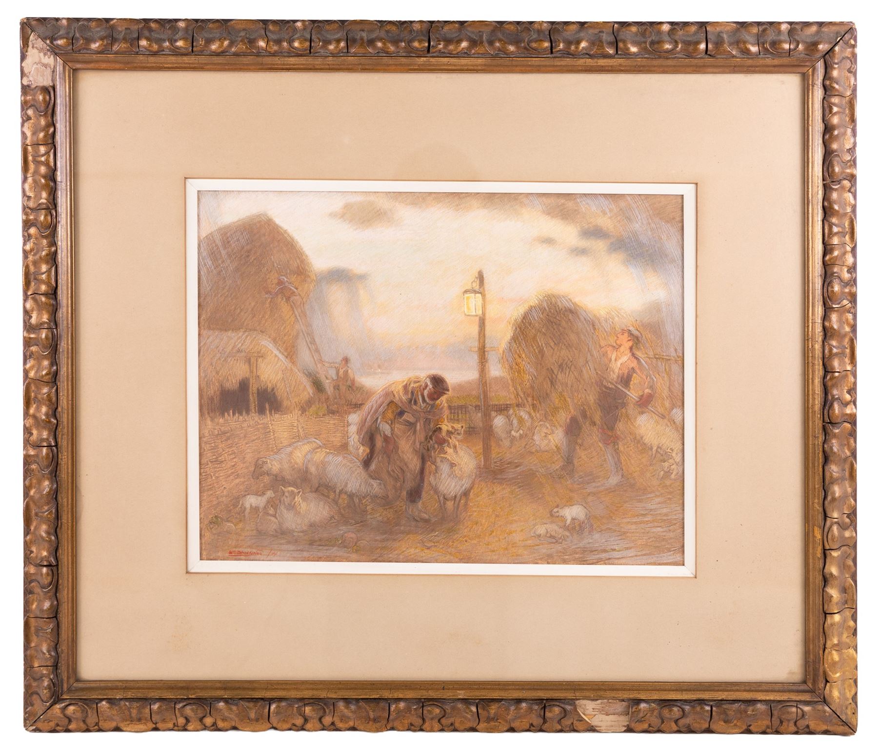 William Shackleton (Bradford 1872-1933): Sunrise Over the Lambs, gouache signed and dated '14, 34cm x 44cm