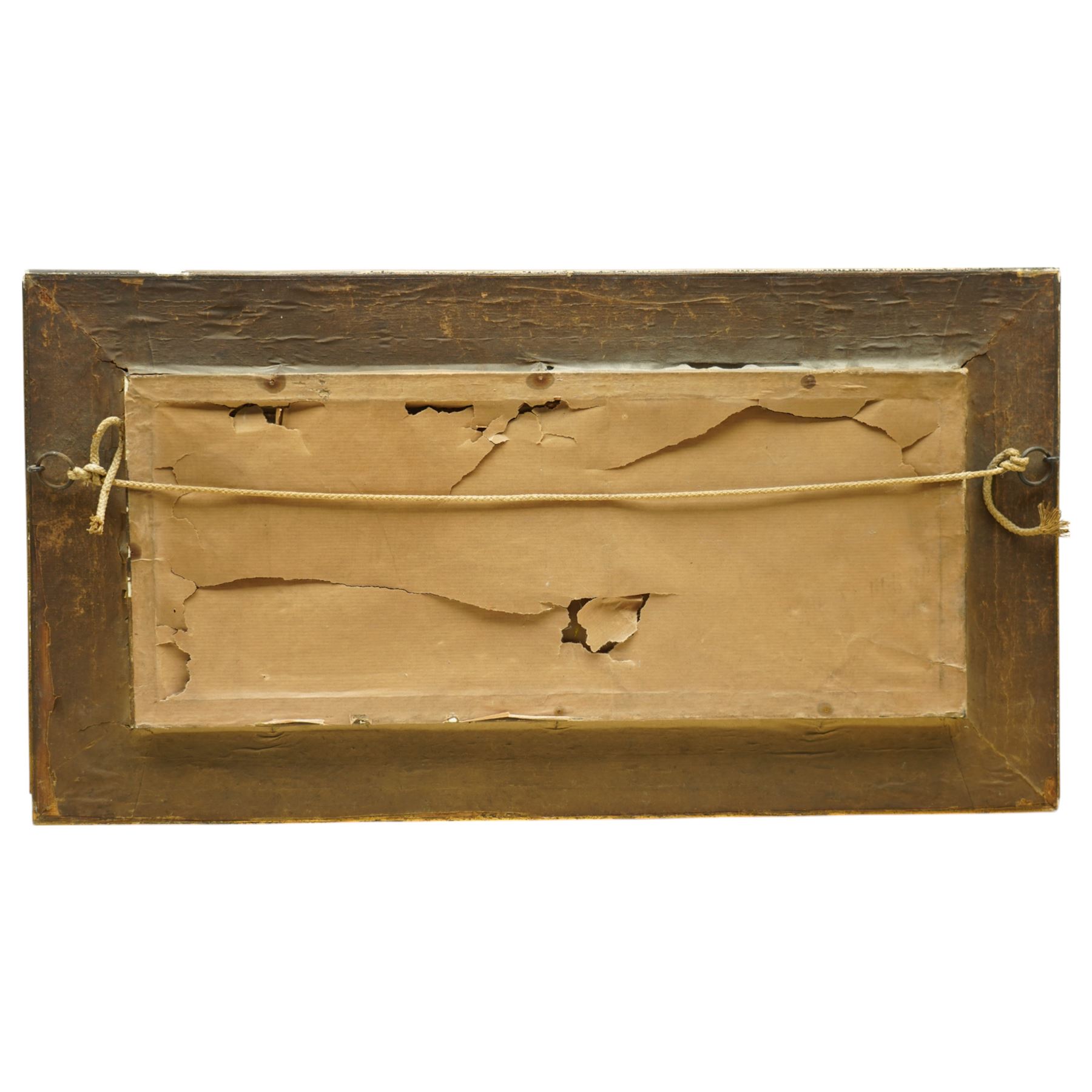 J Bell (British Naive School 19th/20th century): Coastal Scene and Windmill, pair oils signed and dated 1908, 13cm x 39cm (2)