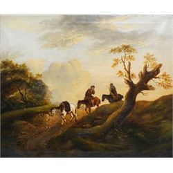 Attrib. Thomas Barker of Bath (British 1769-1847): Travellers on a Country Lane, oil on canvas indistinctly signed 64cm x 77cm