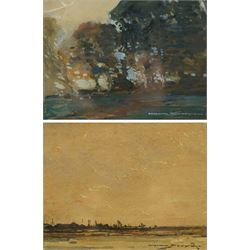 Kershaw Schofield (British 1872-1941): Flatland and Tree Landscape, pair watercolours sign...