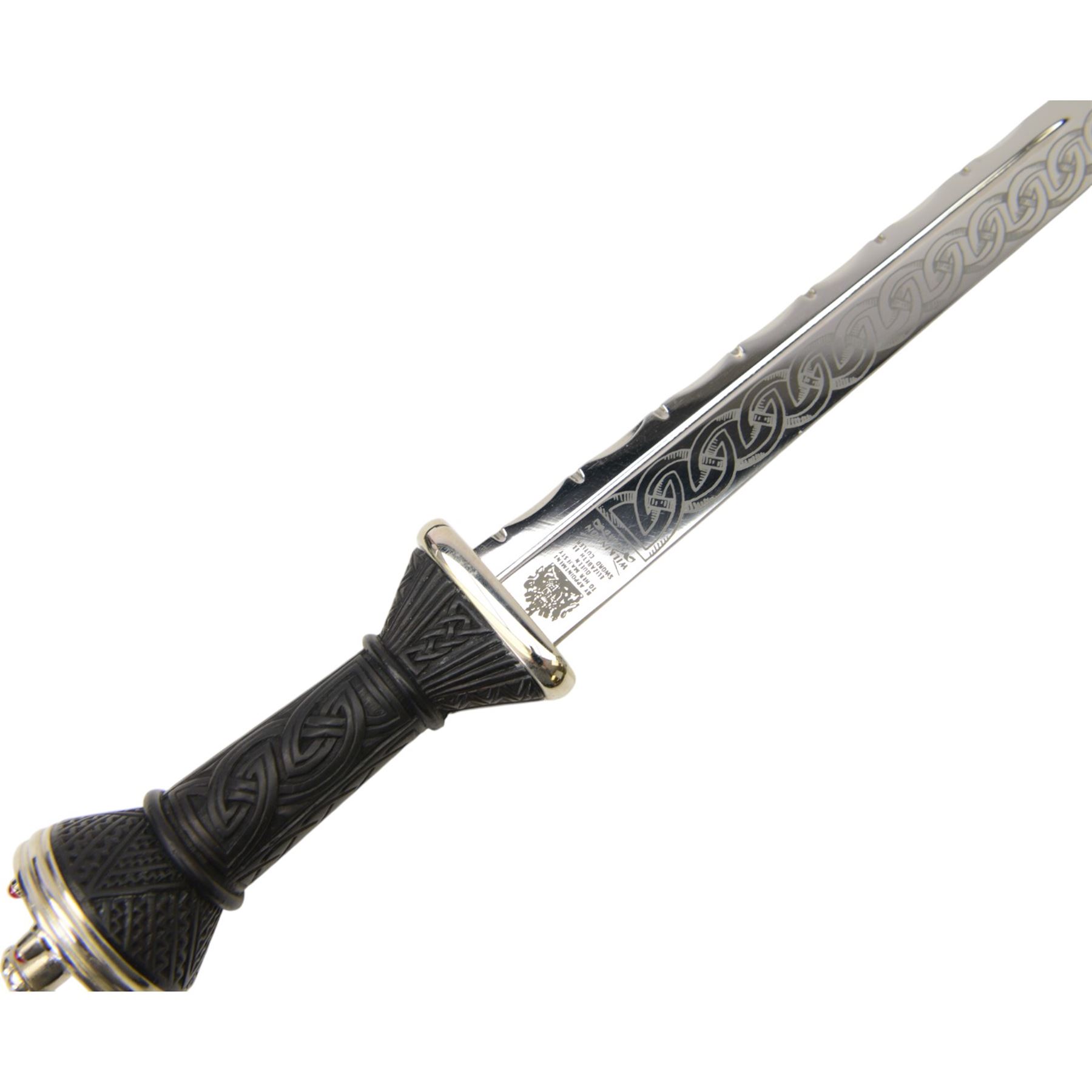 20th century Scottish Dirk, with Wilkinson Sword blade, with 29cm single edged etched blade, the leather sheath with white metal mounts in presentation box, overall L48cm 