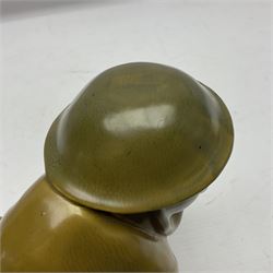 Royal Doulton Tommy Bulldog figure, modelled in World War One army costume, khaki glazed, with printed mark beneath, H16cm 