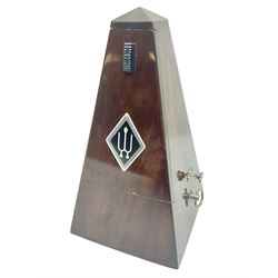 German Wittner metronome in typical pyramid shaped mahogany case H22cm