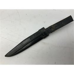 German ERN Wald-Solingen Art Deco style hunting knife with 13cm Bowie type blade and chrome fittings with antler grip; in leather sheath L24.5cm overall; and Bianchi Rastignano Aeronautica Militare combat knife with 15.5cm Bowie type saw-back blade and stacked leather grip (2)