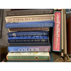 Large collection of Folio Society society books on various subjects, including Pepys Diary 1660-1669 in 3 volumes, Shakespeare eight volumes, Catherine the Great, Enigma etc, in six boxes 