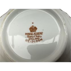Royal Albert 'Heirloom' pattern tea set for six comprising six tea cups, six saucers, six plates, milk jug, sucrier and sandwich plate