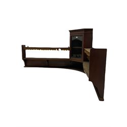 Late 19th century mahogany corner cabinet shelf, the cabinet with projecting cornice over single glazed door, fitted with two projecting shelves