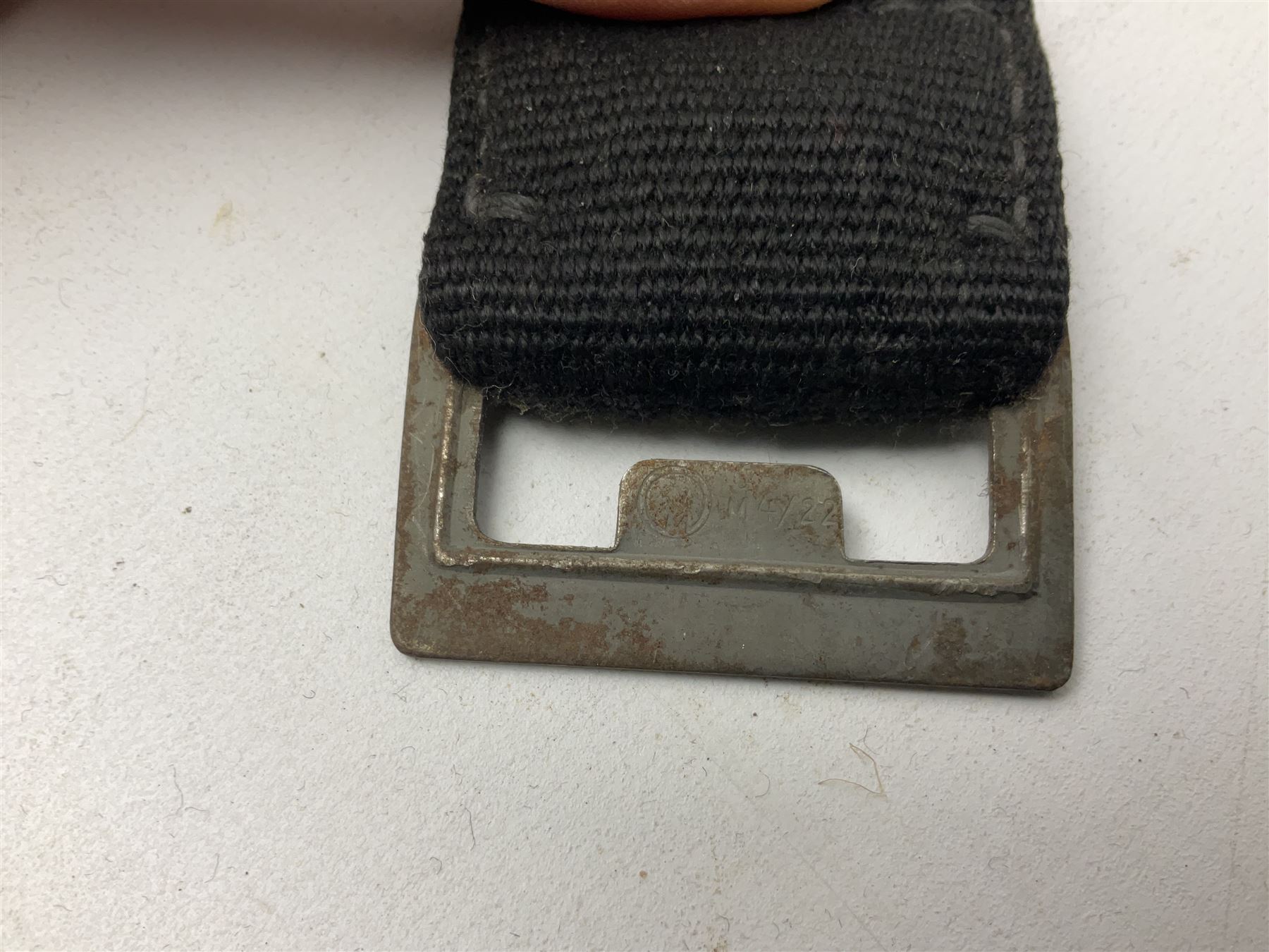 WW2 German Hitler Youth belt, the buckle marked 'Blut Und Ehre' and impressed RZM M/4/55 verso; and another Hitler Youth belt with similarly marked buckle (2)