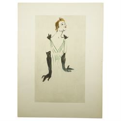After Henri de Toulouse-Lautrec (French 1864-1901): Yvette Guilbert and Cabaret Scenes, set five lithographs one numbered 1118/1500 with printed monogram or blindstamp, together with exhibition poster Toulouse-Lautrec: Maison de la Pensée Française, Paris max 67cm x 47cm (6)