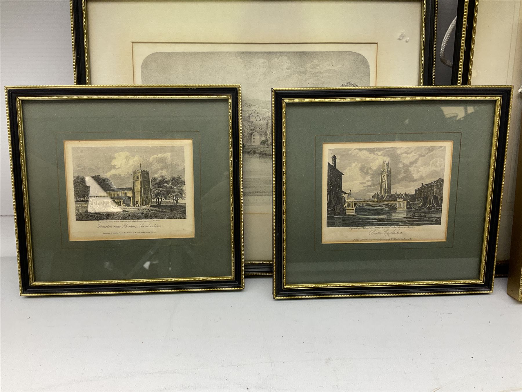 Collection early engravings and prints mostly relating to Boston Lincolnshire max 20cm x 15cm (8)