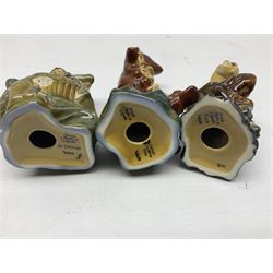 Nine Wade Collectables figures, comprising six Myths and Legends; King Canute, Mermaid, St George, Cornish Tin Mine Pixie, Puck and Green man, together with Lamb, Elephant and bear, a Wade Panda money box and two boxes of Wade Christmas Crackers