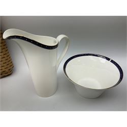 Wedgwood Midnight pattern tea and dinner wares, comprising seven cups and saucers, large jug, eight soup bowls, two large bowls, together with wedgwood citrons coffee wares